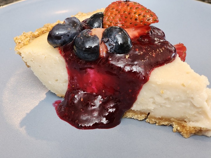 Classic Vegan Cheesecake with Berry Compote Photo