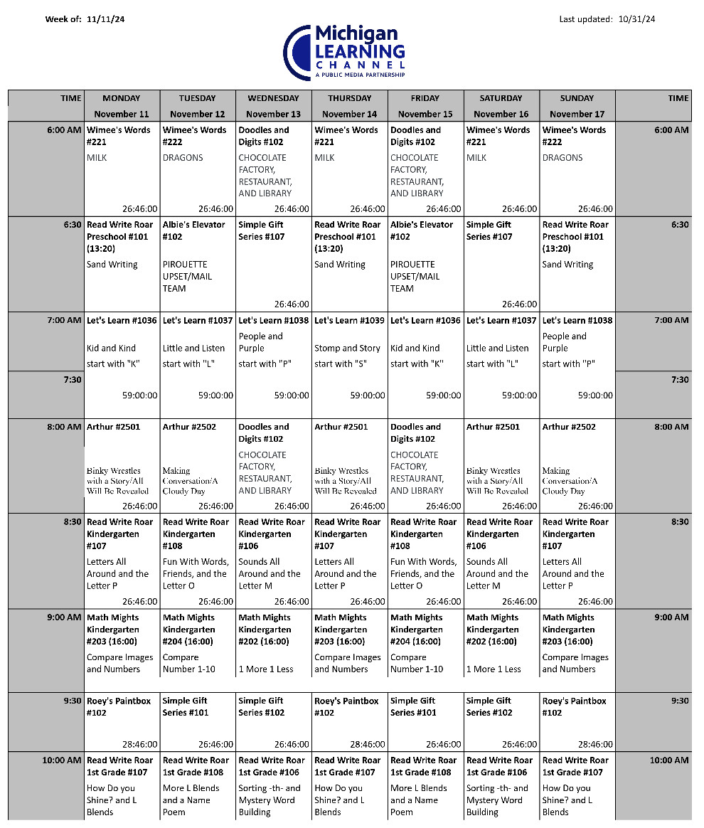 Downloadable 34.5 At Home Learning Schedule